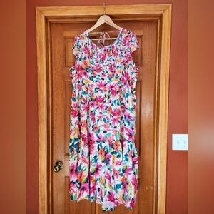 Punt Roma Floral Pleated Print Dress